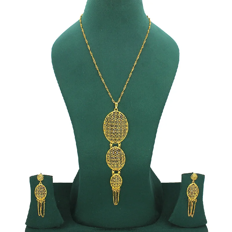 Get The Best Deals On Timeless Jewelry Pieces Mahavir Forming Look Gold Plated Long Necklace Set