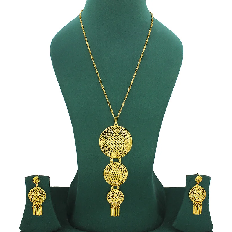 Shop Elegant Jewelry At Unbeatable Prices Mahavir Forming Look Gold Plated Long Necklace Set