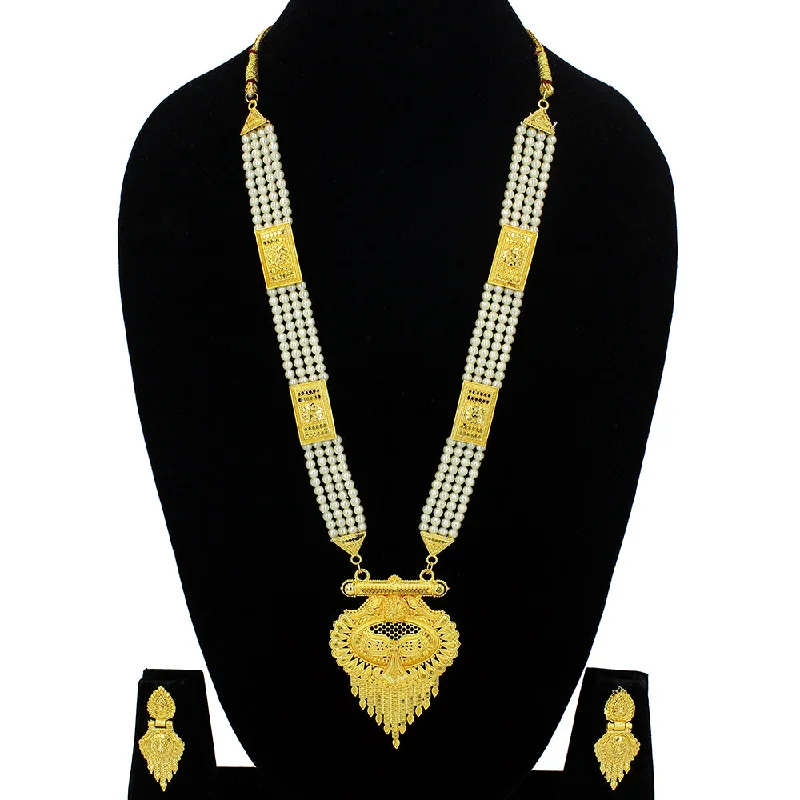 Eco-Friendly Sustainable Jewelry For Conscious Buyers Mahavir Forming Look Gold Plated Long Necklace Set