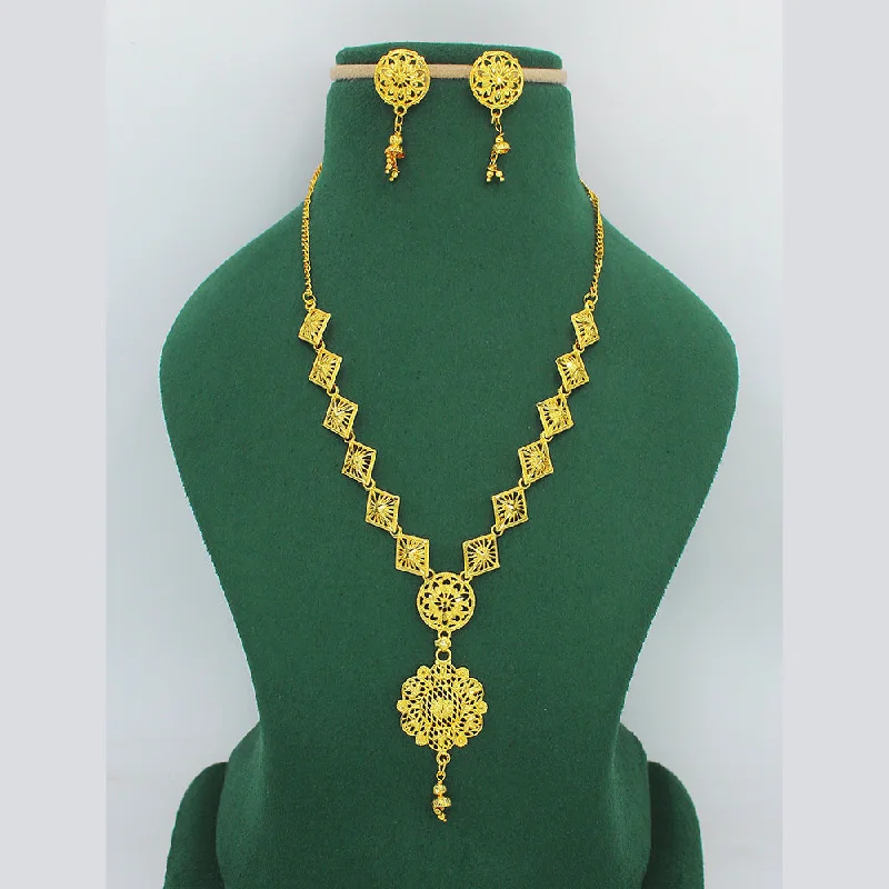 Versatile Layering Jewelry For Effortless Chic Mahavir Forming Look Gold Plated Long Necklace Set