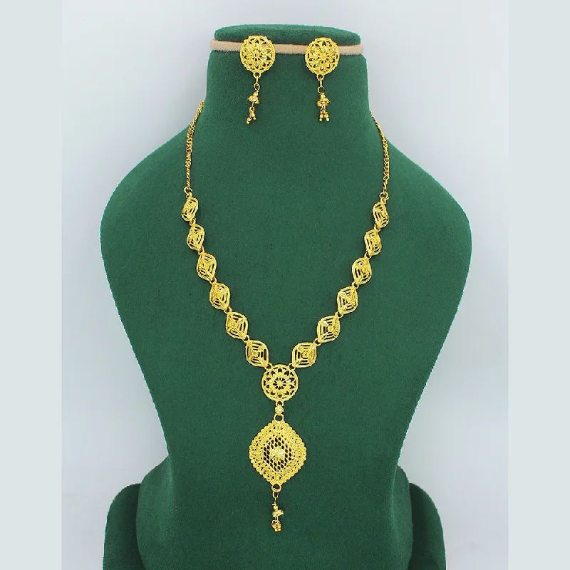 Modern Statement Jewelry For Bold Styling Mahavir Forming Look Gold Plated Long Necklace Set