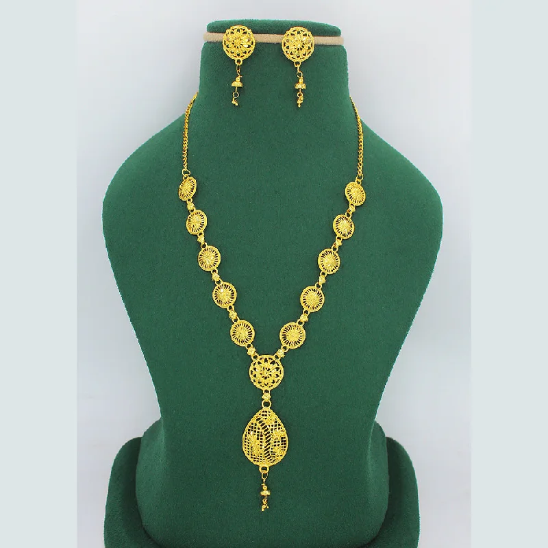 Bohemian-Inspired Jewelry For Free-Spirited Fashion Mahavir Forming Look Gold Plated Long Necklace Set