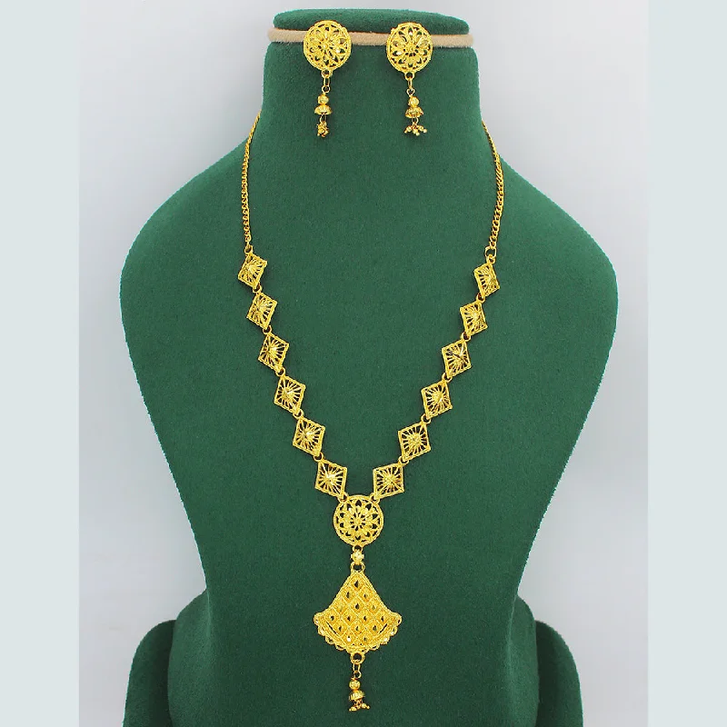 Customized Silver Jewelry For Unique Style Mahavir Forming Look Gold Plated Long Necklace Set