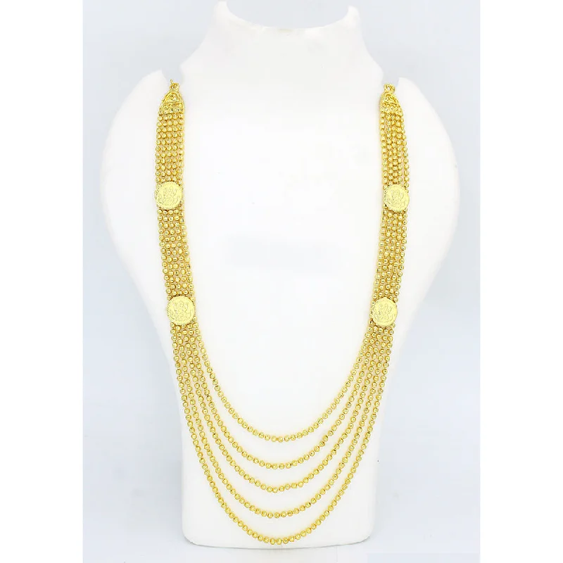 Trendy Minimalist Jewelry For Everyday Wear Mahavir Forming Look Gold Plated Long Necklace