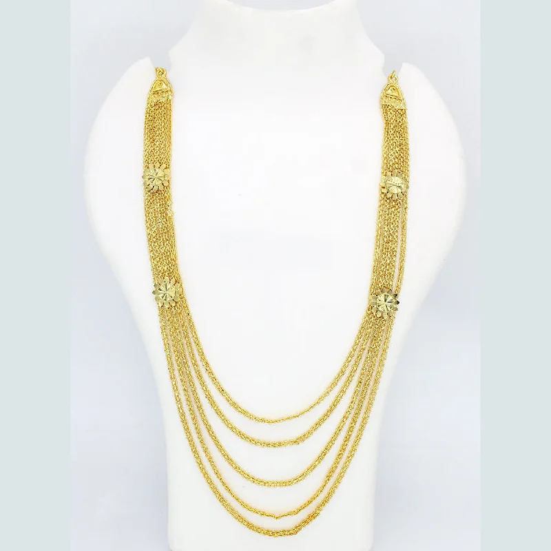 Luxury Handcrafted Jewelry For Elegant Looks Mahavir Forming Look Gold Plated Long Necklace