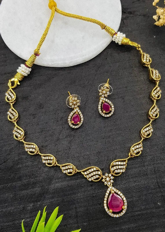 Sparkle On A Budget – Fine Jewelry For Less Premium Gold Finish Sayara Collection Necklace with CZ Stones in diff colours