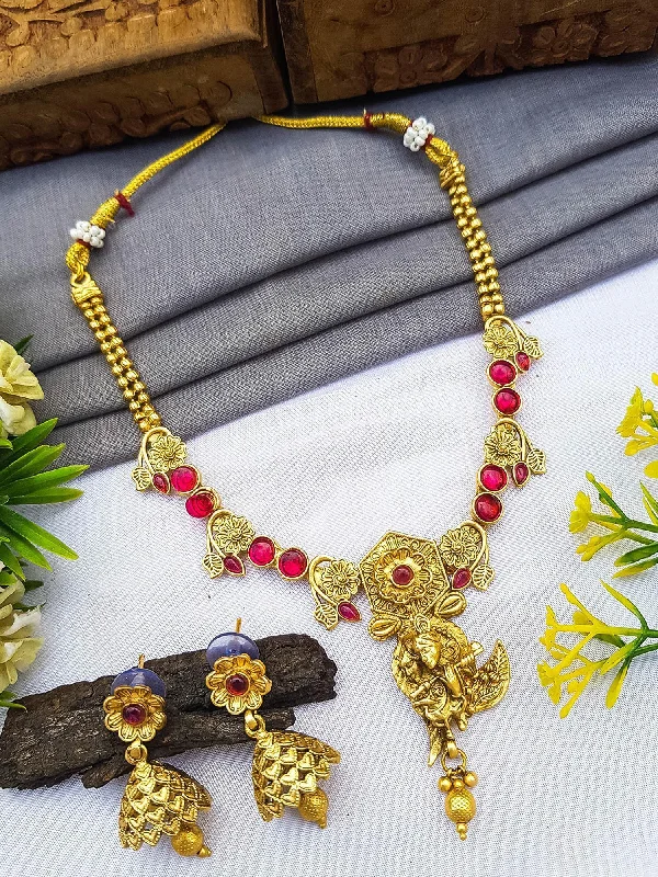 Limited-Time Offer On Premium Jewelry Collections Premium Gold Plated Radha Krishna Necklace Set in different colors