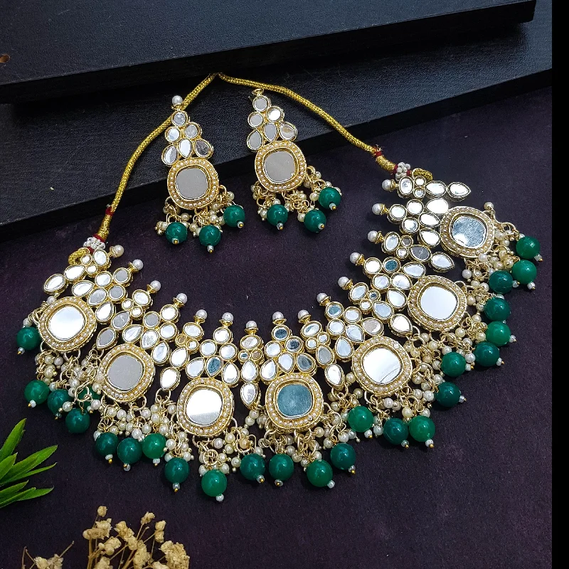 Fashion-Forward Jewelry At Incredible Prices Premium quality Designer Cz zercon stones Kundan Mirror Necklace set