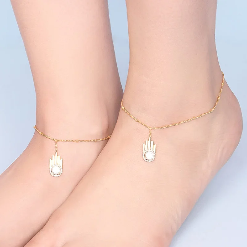 Silver hamsa anklet