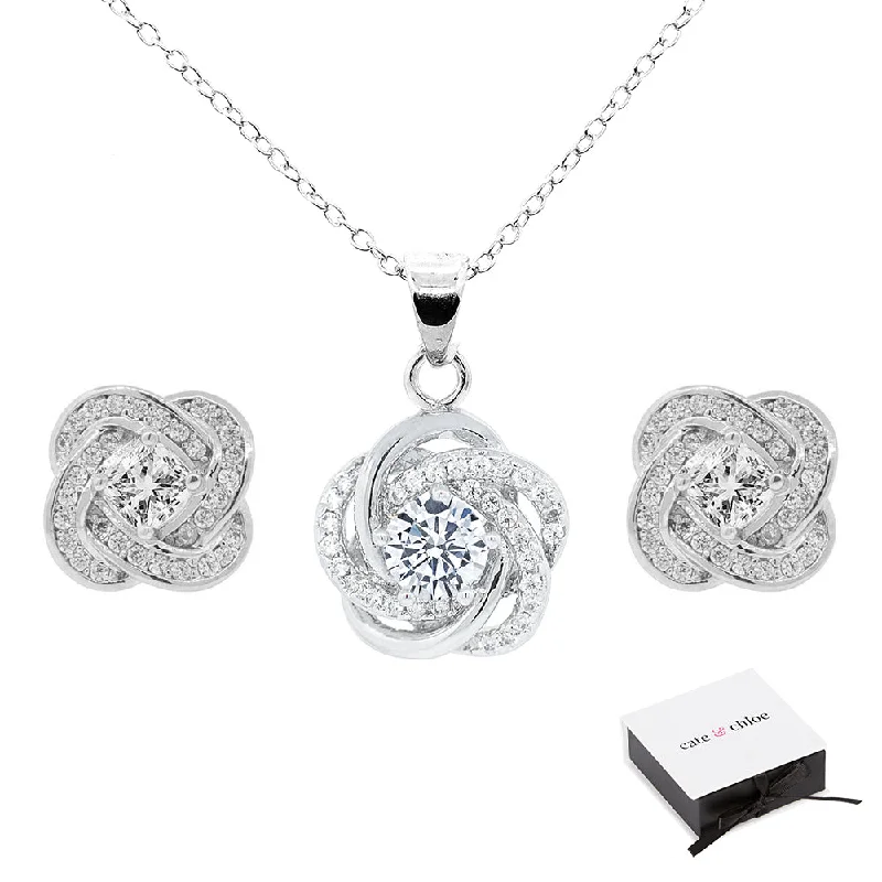 Special Jewelry Deals – Upgrade Your Collection Stella 18k White Gold Plated Pendant Necklace and Earrings Jewelry Set with Simulated Diamond Crystals