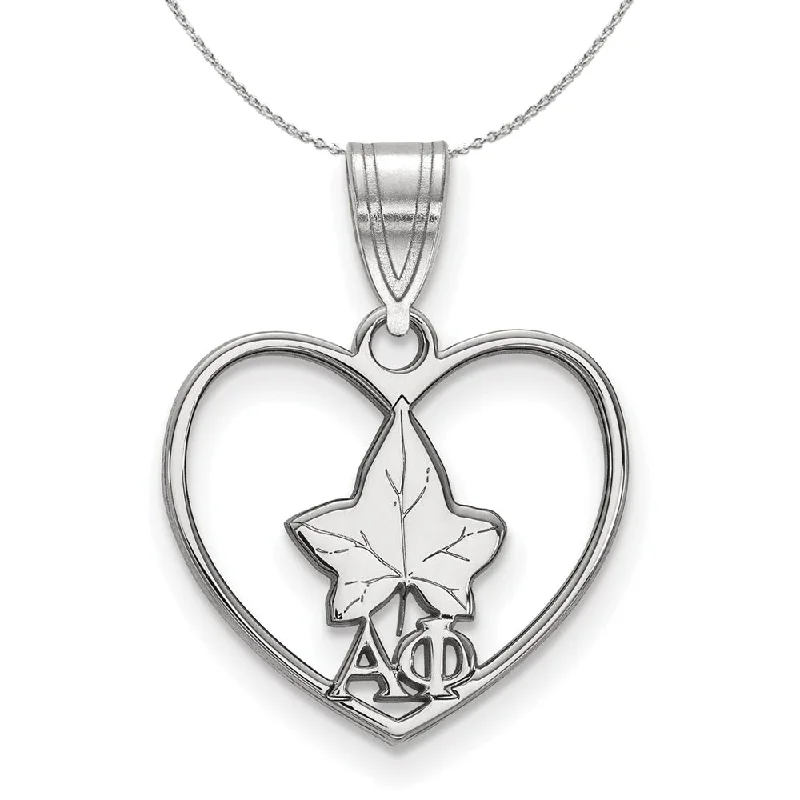 Exclusive Gemstone Jewelry Markdowns – Shop Now Sterling Silver Alpha Phi Heart Pendant Necklace