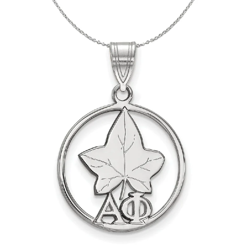 Accessorize For Less – Luxury Jewelry At Affordable Prices Sterling Silver Alpha Phi Medium Circle Pendant Necklace