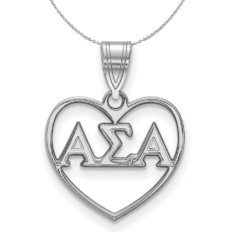 Fashion-Forward Jewelry At Exclusive Discounts Sterling Silver Alpha Sigma Alpha Heart Greek Necklace