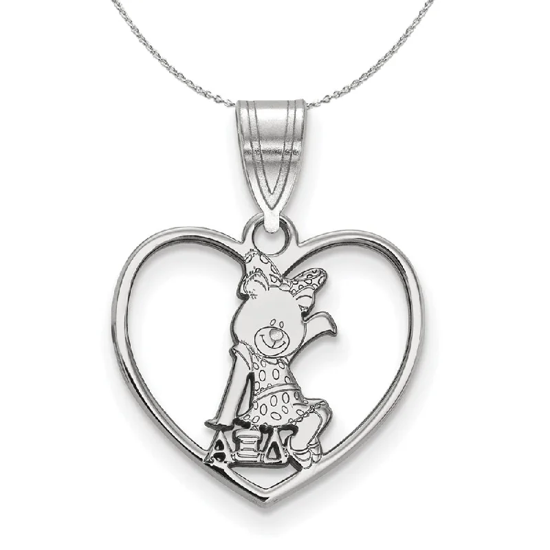 Shop Trending Jewelry With Exclusive Savings Sterling Silver Alpha Xi Delta Heart Pendant Necklace