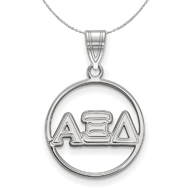 Upgrade Your Collection With Our Limited-Time Jewelry Sale Sterling Silver Alpha Xi Delta Medium Circle Greek Necklace