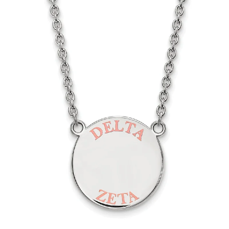 Affordable Elegance – Special Jewelry Sale Now Live Sterling Silver Delta Zeta Large Coral Enamel Necklace