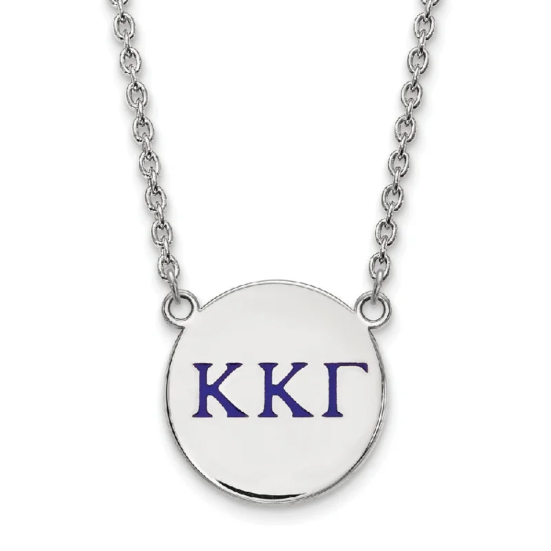 Premium Jewelry Now Available At Special Discounts Sterling Silver Kappa Kappa Gamma Large Blue Enamel Greek Necklace