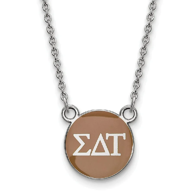 Jewelry Sale – Exclusive Styles At Lower Prices Sterling Silver Sigma Delta Tau Small Lt Brown Enamel Disc Necklace