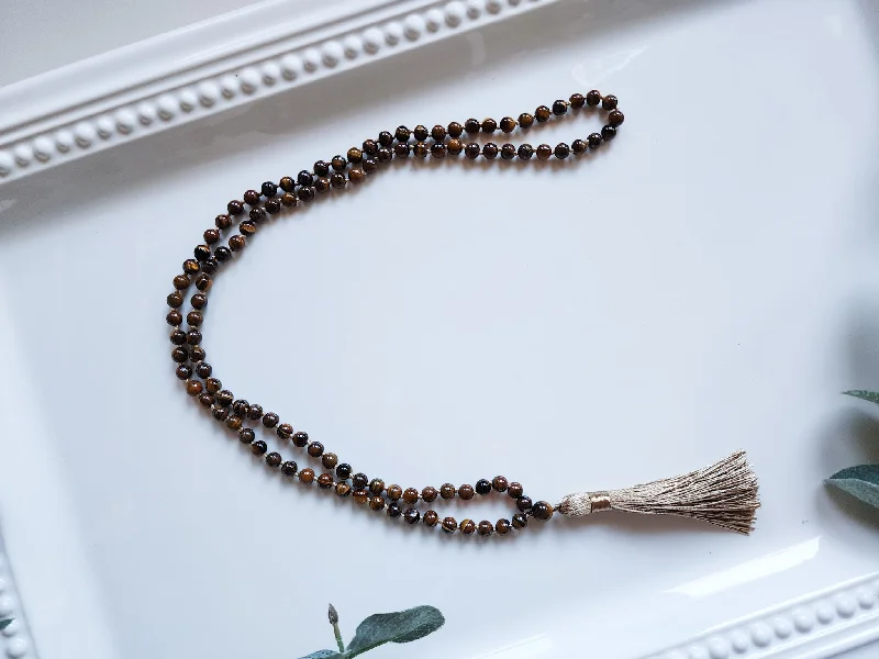 Exclusive Jewelry Offers – Sparkle For Less Tiger Eye Crystal Bead Knotted Mala