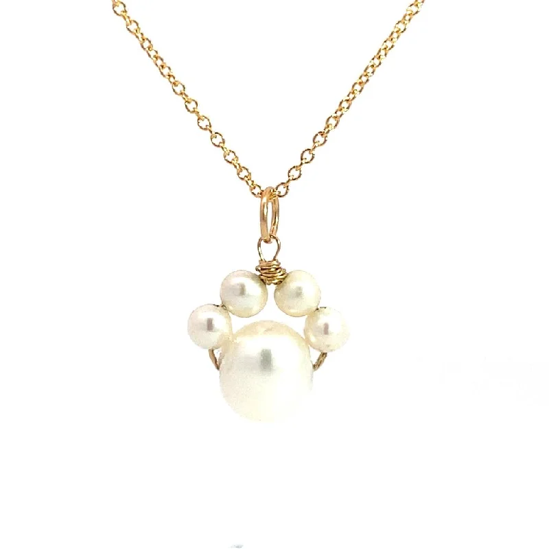 Huge Savings On Timeless Jewelry Collections Yellow Gold Filled Puppy Paw Necklace With 6mm Pearl And Wire Wrapped 5mm Pearl