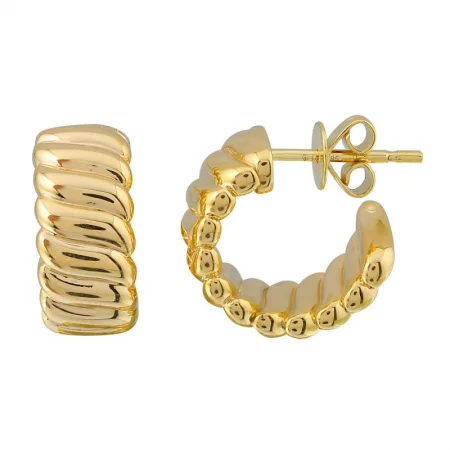 Grab Your Dream Jewelry At The Lowest Prices 14K Gold Textured Hoop Earrings