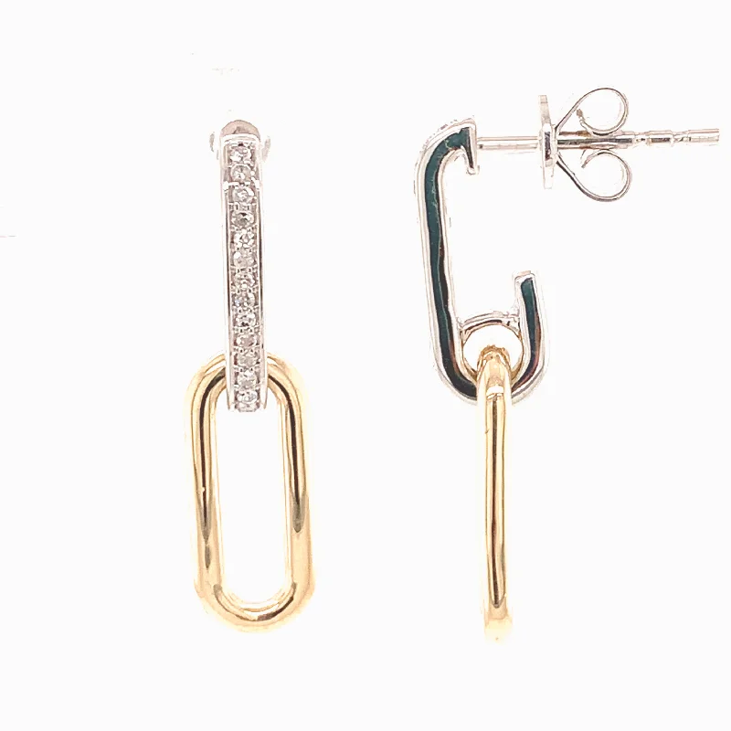 Stunning Jewelry Pieces At The Lowest Prices Ever 14K Two Tones Gold Paperclip Diamond Drop Earrings