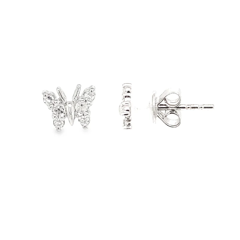 Fashion-Forward Jewelry At Exclusive Discounts 14K White Gold Butterfly Diamond Earrings