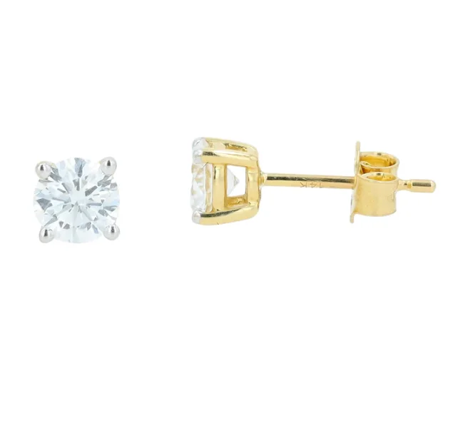 Elevate Your Outfit With Discounted Statement Jewelry 14k Yellow Gold 1ct Laboratory Grown Diamond Studs