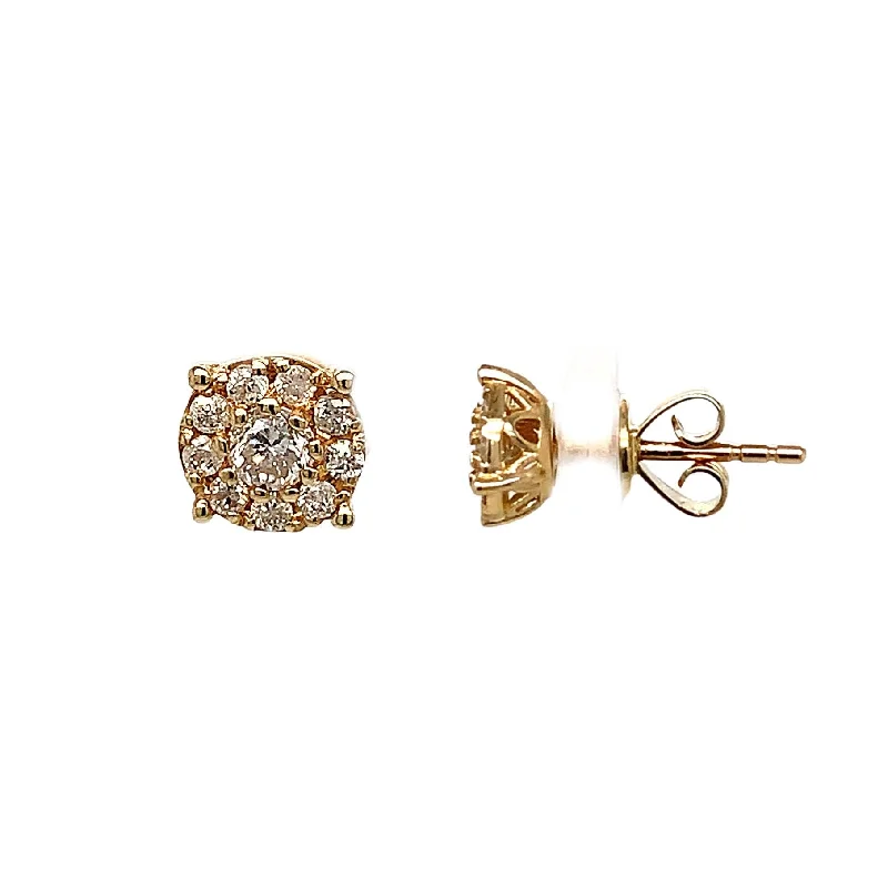 Exclusive Jewelry Discounts – Shop Now For Savings 14K Yellow Gold Cluster Diamond Studs