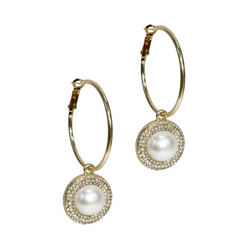 Affordable Glamour – Premium Jewelry For Less Gold Hoops with Pearl Drop