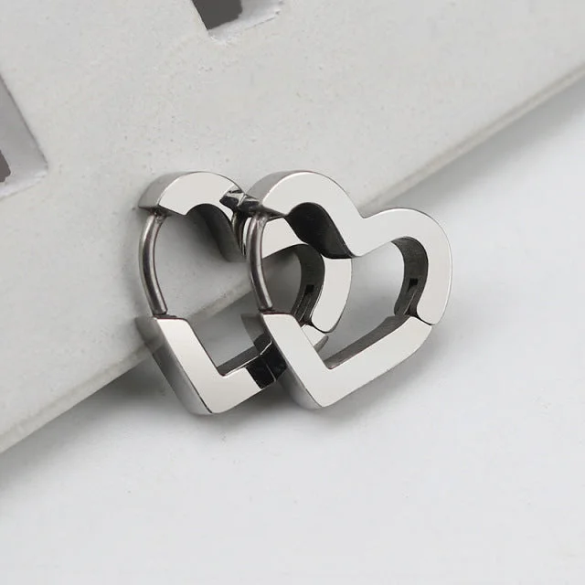 Huge Markdowns On Premium Jewelry Styles Beautiful Stainless Steel Heart Huggie Earrings