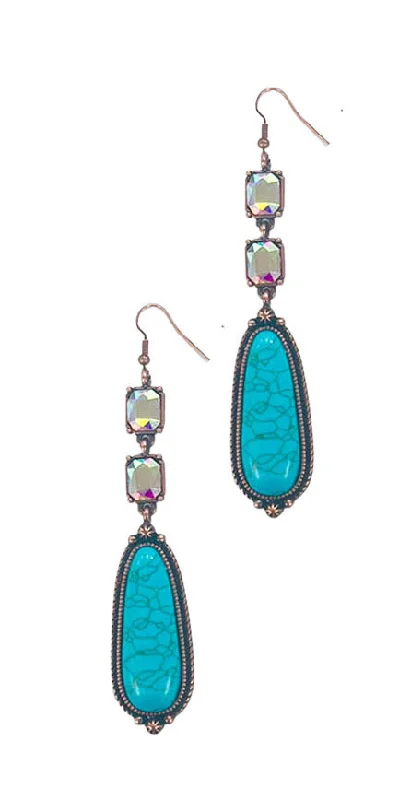 Flash Sale On Elegant Jewelry – Don't Miss Out Crystal & Turquoise Teardrop Earrings