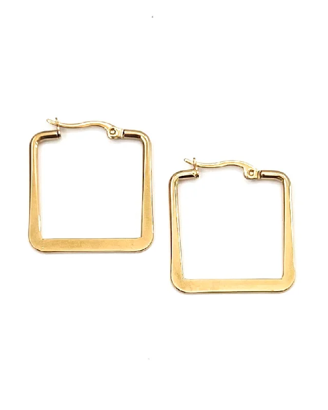 Trendy Minimalist Jewelry For Everyday Wear Eudora Square Hoop Earrings