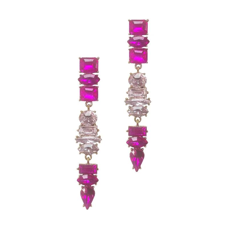 Unique Jewelry Designs Now At Discounted Rates Fuchsia Cascade Crystal Drops