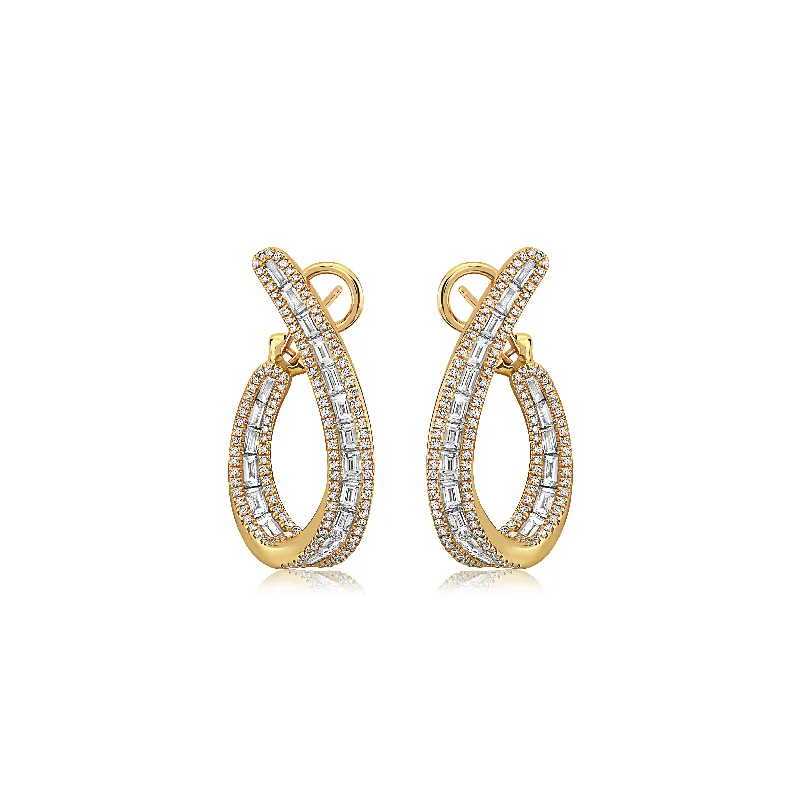 Timeless Elegance At Unbelievable Discounts Gold Baguette Diamond J-Hoop Earring