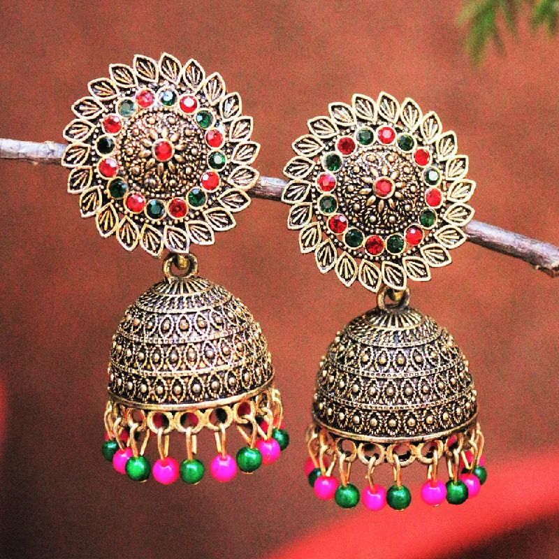 Affordable Glamour – Must-Have Jewelry At Special Rates H K Fashion Gold Plated Austrian Stone And Pearls Jhumki Earrings