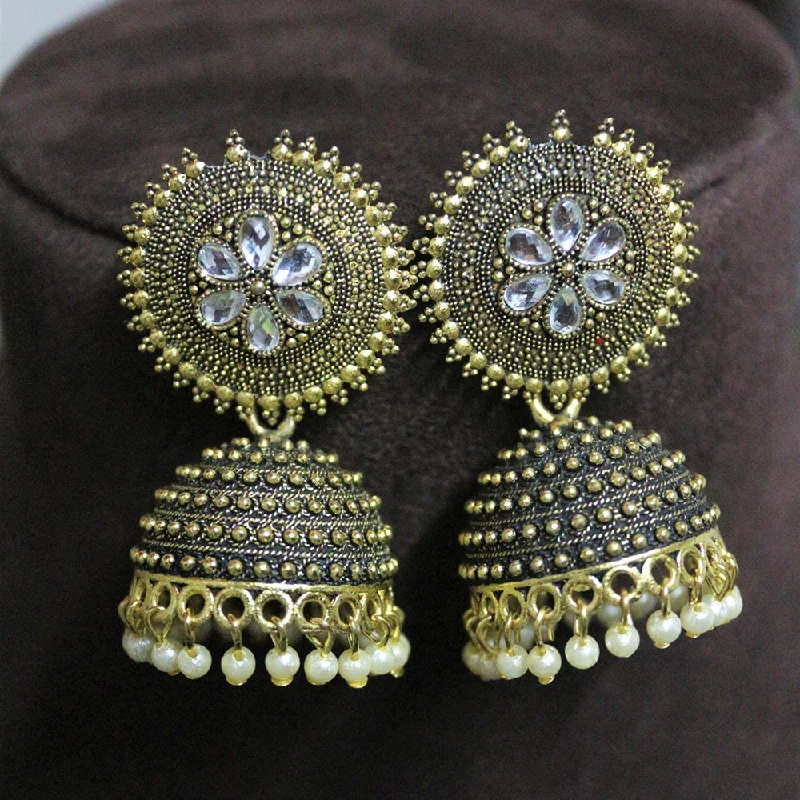 Buy More, Save More On Stunning Jewelry Pieces H K Fashion Gold Plated Crystal Stone And Pearls Jhumki Earrings