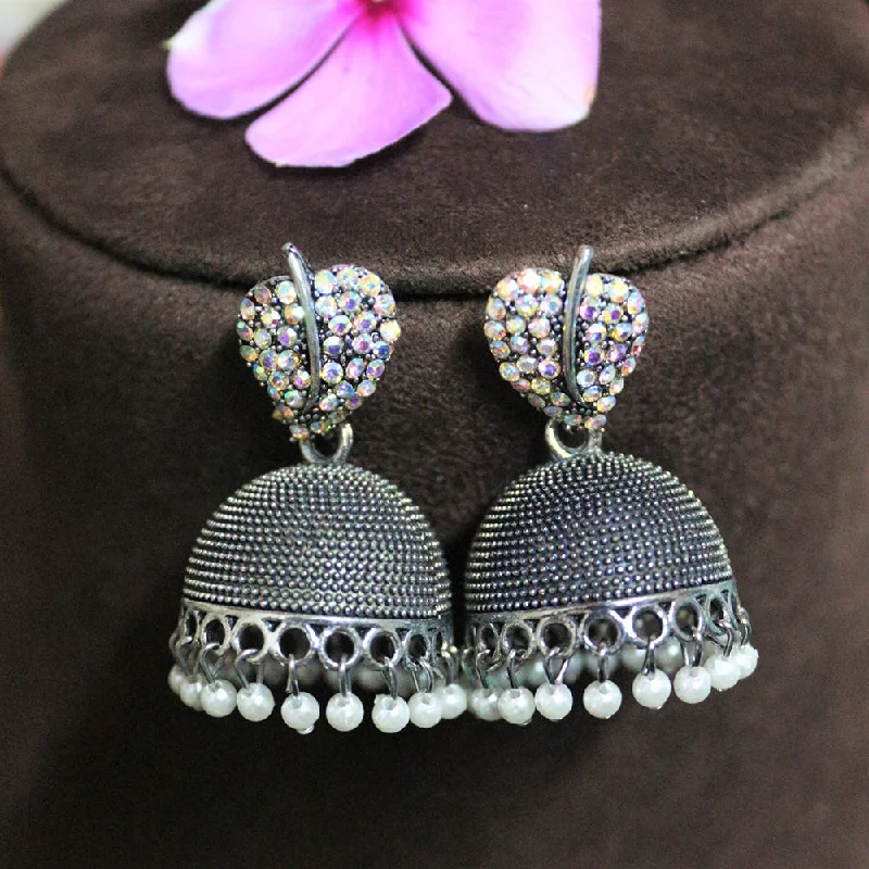 Personalized Jewelry At Special Discount Rates H K Fashion Oxidised Plated Austrian Stone And Pearls Jhumki Earrings