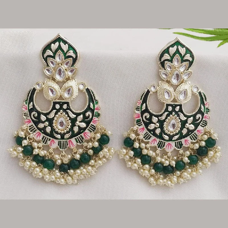 Stunning Jewelry At A Fraction Of The Price JCM Gold Plated Kundan Stone And Pearls Dangler Earrings