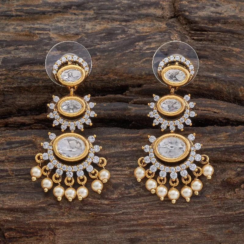 Affordable Gold-Plated Jewelry For Modern Fashion Kundan Earring 174055