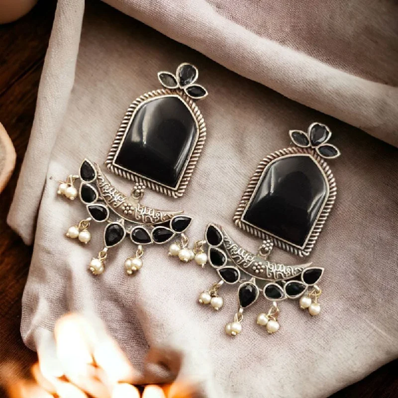 Premium Diamond Jewelry At Once-In-A-Lifetime Discounts Maharani Jewels Oxidised Plated Pota Stone And Pearl Dangler Earrings