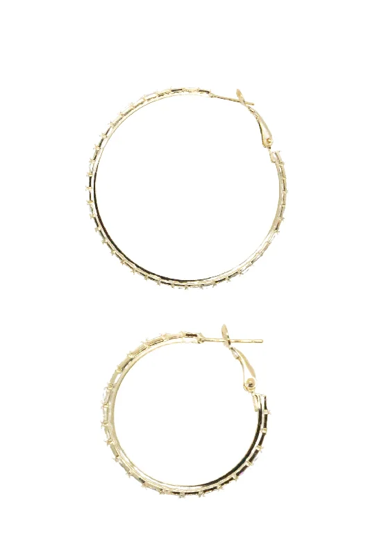 Fashion-Forward Jewelry At Incredible Prices Medium, Golden Hoops with Rectangular Gems