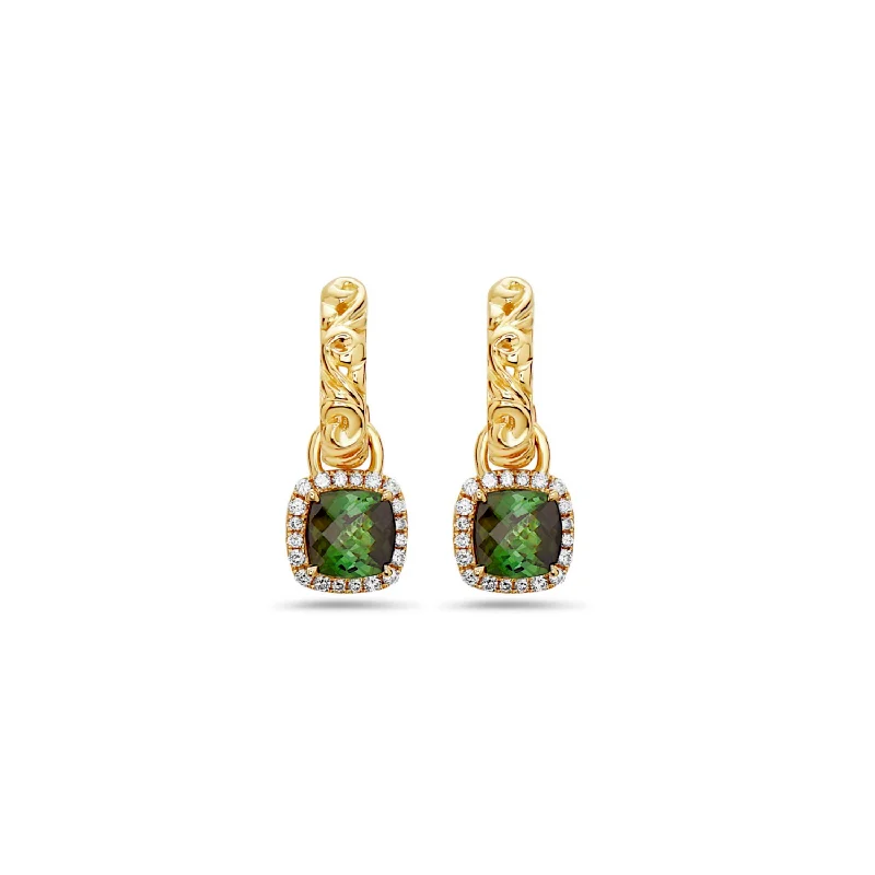 Green Tourmaline and Yellow Gold