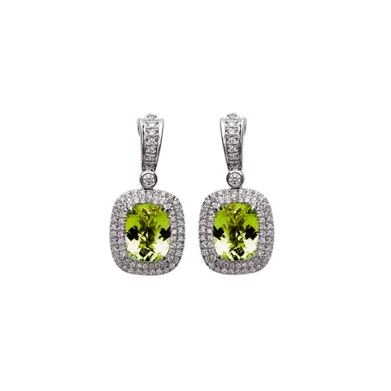 Jewelry Clearance Sale – Final Reductions Pastel Diamond Double Halo Cushion Drop Earring