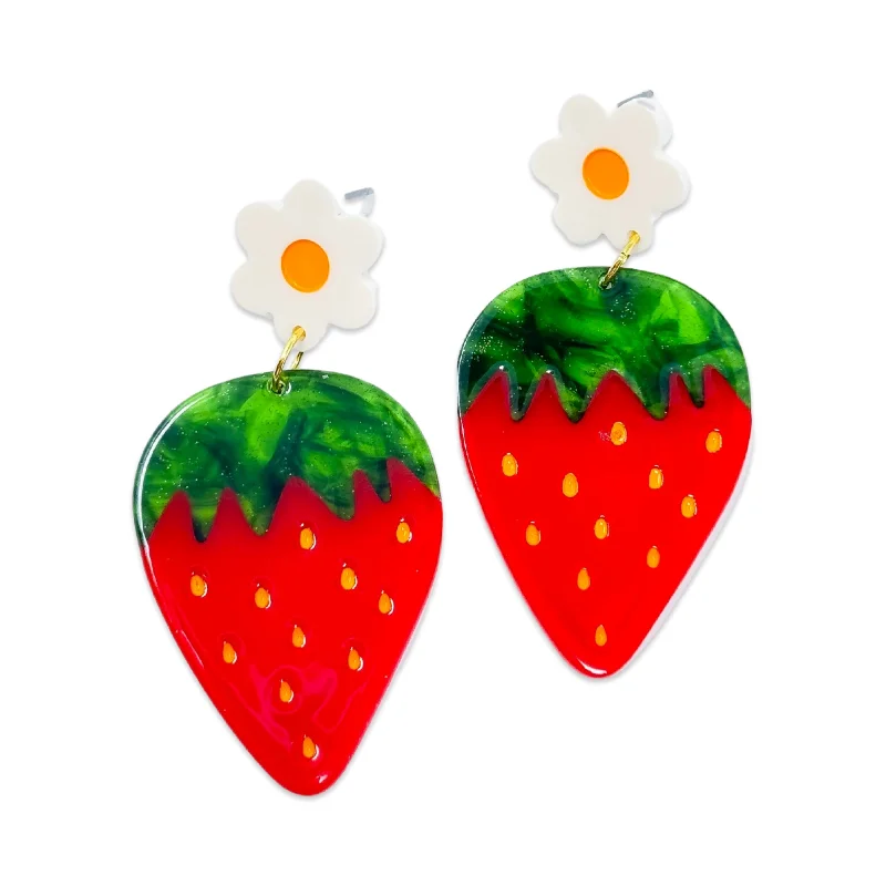 Get The Best Deals On Timeless Jewelry Pieces Strawberries and Flowers Acetate Earrings