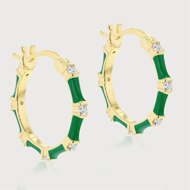 Flash Sale On Stunning Jewelry – Limited Stock Available Taffy Enamel Bamboo Hoops With Zircons