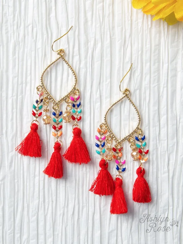 Clearance Sale On High-End Jewelry Collections Take Me to Coachella Tassel Earrings, Red