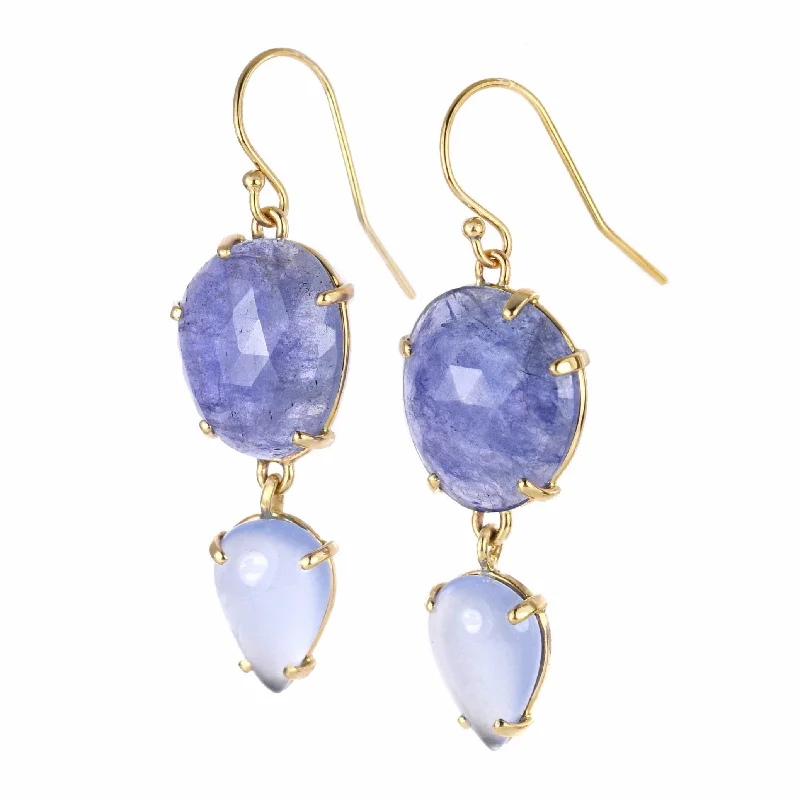 Exclusive Jewelry Offers – Shine For Less Tanzanite and Chalcedony Dangle Earrings