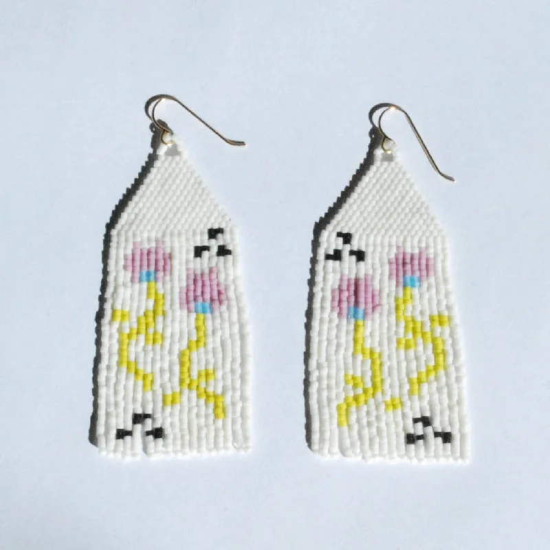 Elegant Necklaces And Bracelets At Limited-Time Offers Tulip Beaded Earrings in White