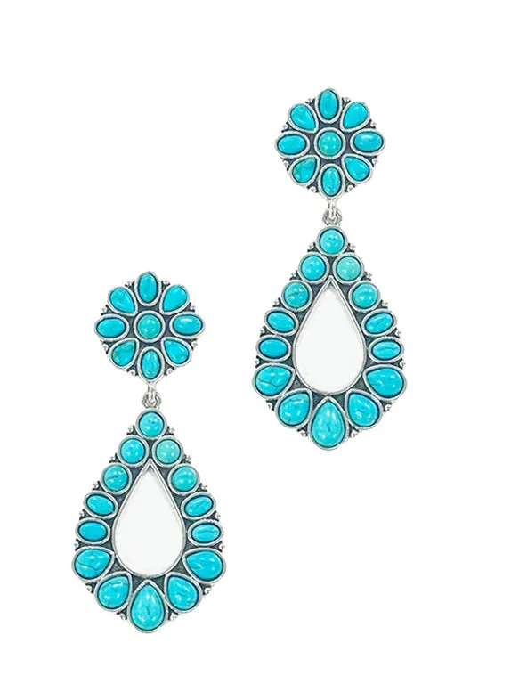 Best Jewelry Sale Prices – Limited-Time Offer Turquoise Flower with Hoops